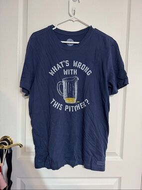Graphic Navy Tee with Pitcher Print